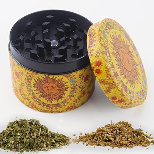 Rierousy Pfeffermühle Gewürzmühle Pollen Grinder Crusher für Spice, Gewürze, Herb, 4-teiliges Set mit Pollen Scraper