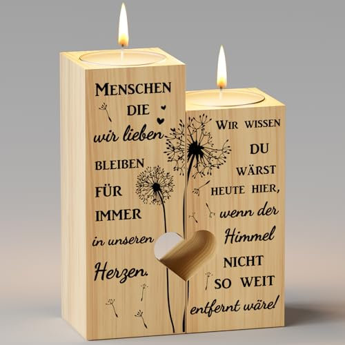 KAAYEE Trauergeschenk, Herzförmiger Kerzenhalter Geschenke für Trauer, Für Immer in unserem Herzen, Erinnerungslicht Grabschmuck für Verstorbene,Geschenk für Trauernde zur Beerdigung(Trauergeschenke)