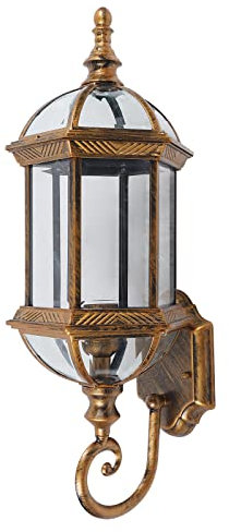 Retro Outdoor Wandleuchte Vintage Metall Glas Wandleuchten Garten Landschaft Wasserdichte Lampe, Wandleuchte Vintage Garten Glas Außen Wandlampe, Veranda Beleuchtung wasserdicht für Innen(Bronze)