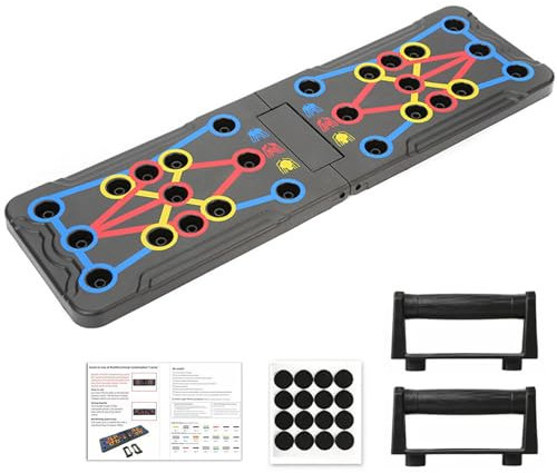 Wesoke Push Up Board Système de supports de barre de Poussée Pliables Multifonctions Hommes Femmes, Poignées de pompes 12 En 1 pour le sol, Fitness Musculaire professionnel de la Poitrine