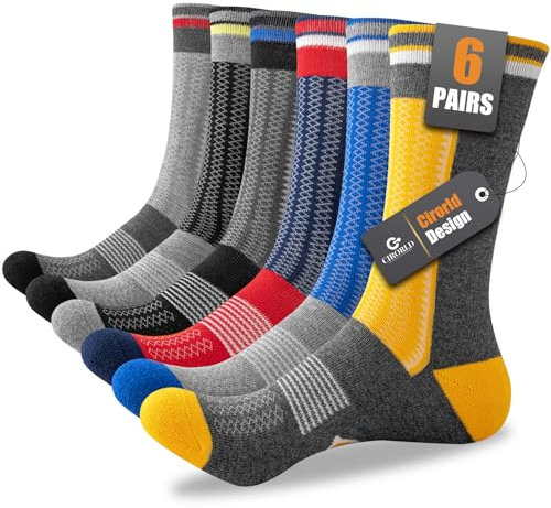 Cirorld Calcetines Hombre, 6 Pares Calcetines Deporte Hombre, Para Running, Trabajo, Ciclismo, Con Acolchado Para Correr Calcetines Algodon, Anti-Ampollas, Absorbentes De Sudor, Transpirables