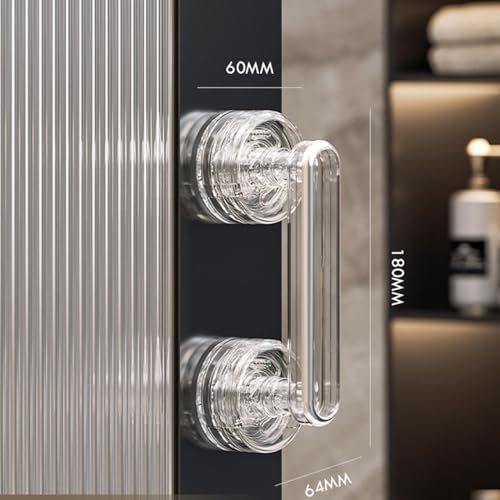 Tiradores de Ventosa para Puerta de Cristal Multifunción,Asa para puerta corredera de baño Material PET,Perilla para puerta corredera de frigorífico Manillas para cajón (180mm,Transparent)