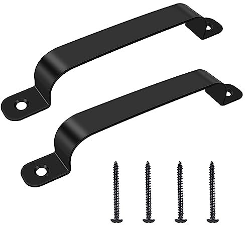 JYiuog 2 maniglie scorrevoli per porta del fienile nero grande manico rustico per recinzioni (arco, nero)
