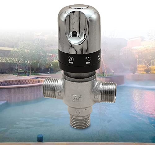 Robinet mélangeur à trois voies pour eau chaude et froide thermostatique G1/2 Robinet mélangeur pour eau du robinet filetage extérieur Robinet mélangeur anti-brûlure 20-55 °C