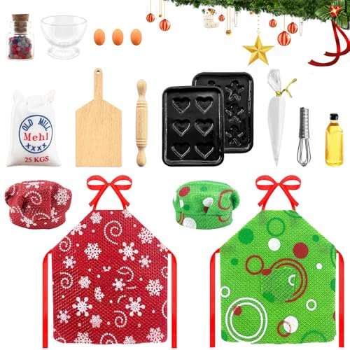 GreenYeah 17PCS Casa de Muñecas Accesorios Cocina en Miniatura, Utensilios y Set de Hornear Para Miniaturas
