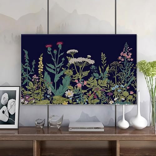 LONEU 42-86 in Flowers TV Dust Cover, Stretch Indoor TV Set Cover Monitor Dut Cover Outdoor Multiple Size Options TV Cover Protective Case Dustproof TV Screen Protector(Color:color12,Size:75in)