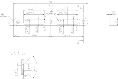 KFV Schließblech passend zu Magnetfallenschloss 116-200-20HR/4S, Edelstahl schwarz lackiert