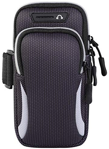 Laufarmband für iPhone 16, 15, 14, 13, 12 Pro Max, Samsung Galaxy S24, Ultra, S23, FE, A15, A14, A04, A55, A54, Google Pixel 9, 8 Pro, Grau/Schwarz