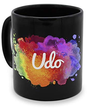 printplanet - Tasse Schwarz mit Namen UDO - Motiv: Color Paint - Namenstasse, Kaffeebecher, Mug, Becher, Kaffeetasse