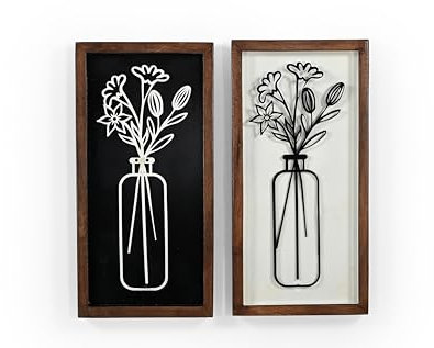 iAnanas 2-teiliges Metall-Blumentopf-Wanddekor – Außergewöhnliche, wetterfeste Wandskulptur mit floralem Design für Büro, Wohnzimmer und Balkon, moderne Wanddekoration aus Metal