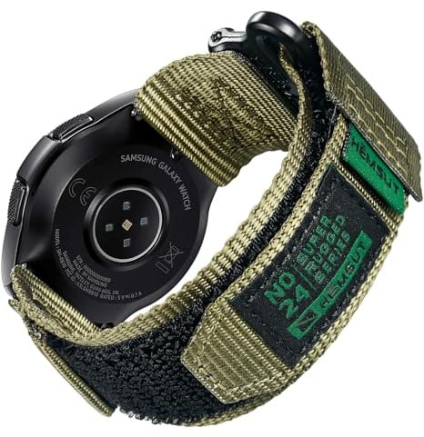 HEMSUT Breites Nylon Sportarmband mit Metallverschluss, Schnellwechsel-System 20mm/22mm für Outdoor-Smartwatches, Größe S/M (16-23cm Handgelenk), 6 Farben & Flaggen-Design