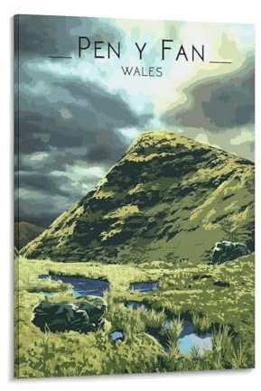 GQVCJSW Pen Y Fan Poster,South Wales Travel Canvas Poster Wall Art Decor Print Picture Paintings for Living Room Bedroom Decoration 20x30inch(50x75cm)