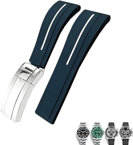 ANZOAT 20 mm Gummi-Uhrenarmband für Rolex GMT Oysterflex Daytona Submariner Deep Sea wasserdichtes Armband, 20 mm, Achat