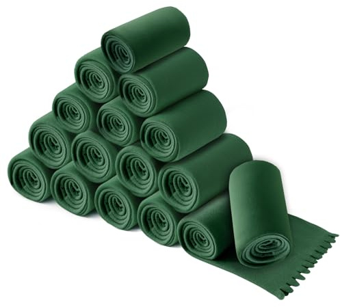 wometo Set di 16 coperte in pile Wave, 120 x 160 cm, Oeko-TEX, circa 300 g, verde | Morbida coperta in pile con bordo ondulato tagliato e anti-pelucchi, 16 pezzi in scatola di cartone
