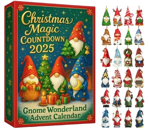 Calendrier De L Avent - Calendrier de l'Avent de Noël 2025 24 Jours Lutins | Décoration Festive pour Fenêtre Couronne Adultes Fête Décembre