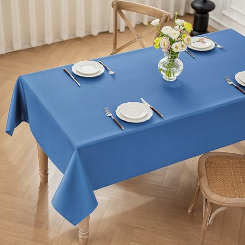 Moonooda Tischdecke Blau Waschbar, 100X140cm Tischdecken Tischtuch aus Polyester, Leicht wasserabweisend mit Lotuseffekt, Dauerhaft Kratzfest für Haus, Hochzeiten, Party