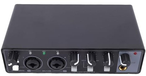 Asixxsix USB-C-Audio-Schnittstelle, 24 Bit 192 KHz Dual TS XLR-Eingang, Mikrofon-Vorverstärker, Tragbare Soundkarte, USB-Audio-Schnittstelle für aufnahmes, Live-Streaming, Podcasting, (BLACK)