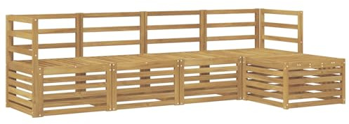 vidaXL Outdoor-Sofagarnitur 5 pcs Weiß Massivholz Akazie, Garten, modernes Outdoor-Sofa-Set, Sitzgruppe, Poolmöbel, beigefarbene Textur, braun, Lounge