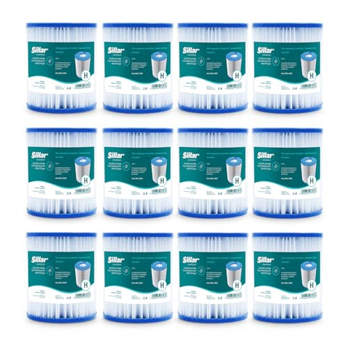 Sillar Cartuccia filtrante Compatibile con Filtro Intex Type H, Filtro per Piscina Type Tipo H #29007, 12x