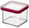 Rotho Loft quadratische Vorratsdose 0.5l mit Deckel und Dichtung, Kunststoff (SAN) BPA-frei, transparent/rot, 0.5l (10.0 x 10.0 x 7.2 cm)