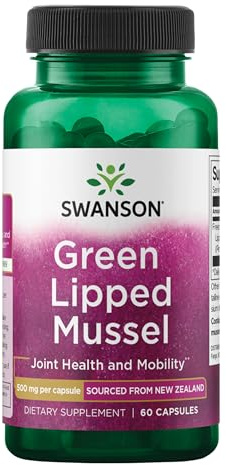 Swanson Green Lipped Mussel (Freeze-Dried) - New Zealand Joint Health & Mobility Supplement - Natural Formula May Support Heart Health & Digestive Function - (60 Capsules, 500mg Each)