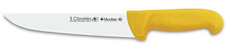 3 Claveles Cuchillo Carnicero Estrecho Proflex, Acero Inoxidable, Amarillo, 24 cm-9.5