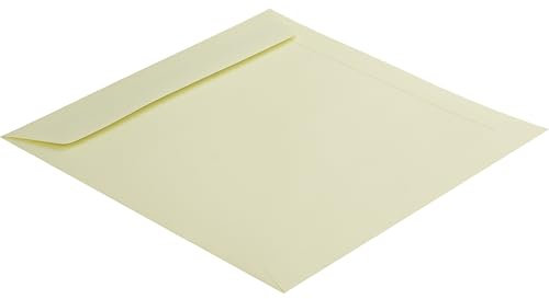 50 Stück, Farbige Briefumschläge, 220 x 220 mm, Haftklebung mit Abziehstreifen, Gerade Klappe, 130 g/qm Colorista, Ohne Fenster, Creme (Creme-Gelb), Blanke Briefhüllen