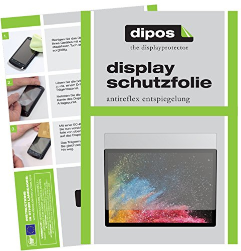 dipos 2x Matte Screen Protector for Microsoft Surface Book 2 | Ultra-Thin, Anti-Glare, Anti-Reflective, Perfect Fit, Anti-Scratch, Bubble-Free, Fingerprint Compatible, Easy Installation