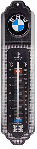 Nostalgic-Art, Termómetro analógico, BMW Classic – Regalo para los aficionados a los accesorios de coches, de metal, Diseño vintage, 6,5 x 28 cm
