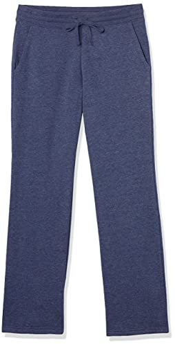 Amazon Essentials Women's Straight Leg Sweatpants with Drawstring for Women, Fleece – (Available in Plus Size), Navy Heather, L