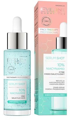 Eveline Cosmetics Face Therapy Professional Serum Shot mit 10% Niacinamid zur Behandlung von Hautunreinheiten - Reduziert Sebum, Akne und Poren