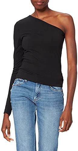 Urban Classics Women's Oberteil Ladies Asymmetric Longsleeve T Shirt, Black (Black 00007), L UK