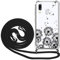 Hülle Handykette für Samsung Galaxy A40, Acryl Gemalt Handyhülle mit Kordel zum Umhängen mit Karabinerhaken, Retractable Lanyard mit Silikon TPU Schutzhülle Handy Band Halsband,Schwarzer Löwenzahn