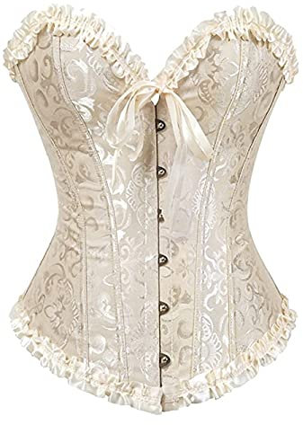 SxyBox Femme Sexy Corset Dentelle Steampunk Gothique Bustier Grande Taille Lingerie Ventre Plat,3XL,Orange-Abricot