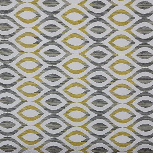 Kt KILOtela - Tela Loneta Estampada Digital, Decoración, Tapizar, Cojines, Cortinas, Bolsos, Manteles, 100 cm Largo x 280 cm Ancho, Geométrico Artemisa, Gris, Amarillo - 1 Metro