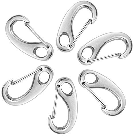 Homgaty Schnapphaken, 6 Stück Edelstahl Klettern Clips Karabinerhaken Karabiner Clips, 100 KG Tragkraft, Snap Frühling Verbindungselemente für Bergsteigen Camping Wandern Outdoor
