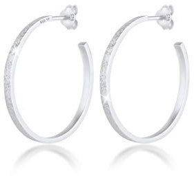 Elli Ohrringe Damen Creolen Basic Strukuriert Hammerschlag 925 Silber