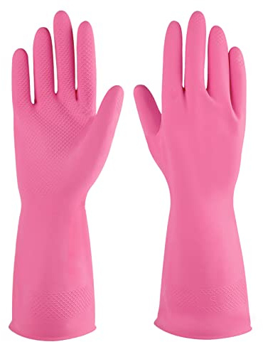 Rubber Cleaning Gloves Yellow 3 Pairs Household Reusable Dishwashing Gloves for Kitchen. (3, XL)