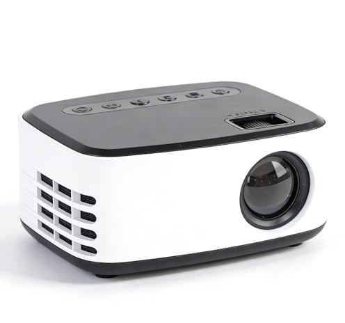 Sxhlseller Beamer Tragbar HD 1080P, WiFi Bildschirmspiegelung für Smartphone Laptop TV Stick, 500LM 110 Zoll Bild 2W Lautsprecher EU Netzteil Schwarz Weiß