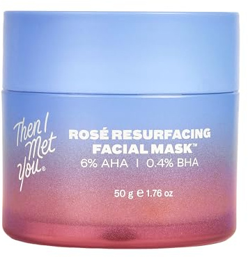 Then I Met You Rosé Resurfacing Facial Mask, Glass Skin, Korean Skin Care | Glycolic Acid, Lactic Acid, And Salicylic Acid Exfoliate Skin & Minimize Pores While Resveratrol And Rose Petals Strengthen