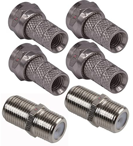 Repair Kit For Sky Cable Q +Hd Twin Coax - 4 F Connector & 2 Joining Barrels for WF65 CT63 HT63 by Inbrackets