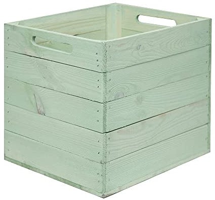 Holzkiste Aufbewahrungskiste passend für alle Kallax Regale und Expedit Regale Kallaxysteme Weinkiste Obstkiste Regalkiste Maße 33x37,5x32,5cm Einsatz Einschubkiste Spielzeugkiste (Grün)
