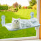 MEWOOFUN Katzen Hängematte Fensterplätze für Katzen 54x30cm Klappbar Katzenbett Fenster mit Stabil Saugnäpfe bis zu 18kg (Grau, Mittel)