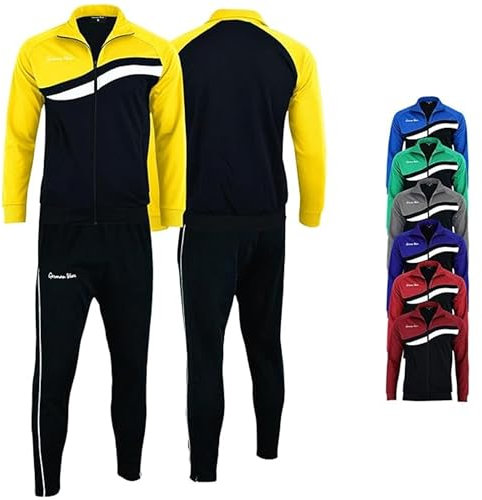 German Wear STRIKER Herren Trainingsanzug Sportanzug Jogginganzug Doppellagig (DE/NL/SE/PL, Numerisch, 52, Regular, Regular, Gelb)
