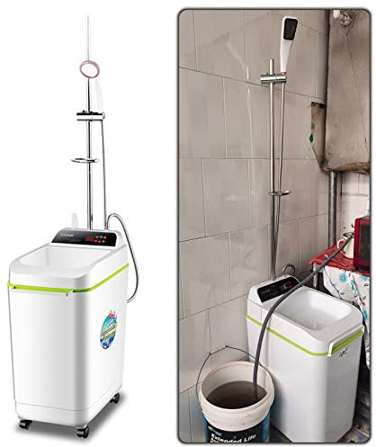 Smart Mobile Bath Machine 2000W Portable Instant Bathroom Water Heater, Automatic Thermostat Electric Shower Bath Machine, 220V, 100L, for Showers, Pet, Camping, RV, White