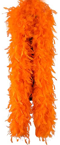 Federboa Orange Federdichten,200CM Flauschige Turkey-Federboa zum Basteln, Federboa Boa Kostümzubehör, Feder Schal, Karneval Boa, Federstola Federschal Damen Mädchen Karnevals Kostüm Accessoire