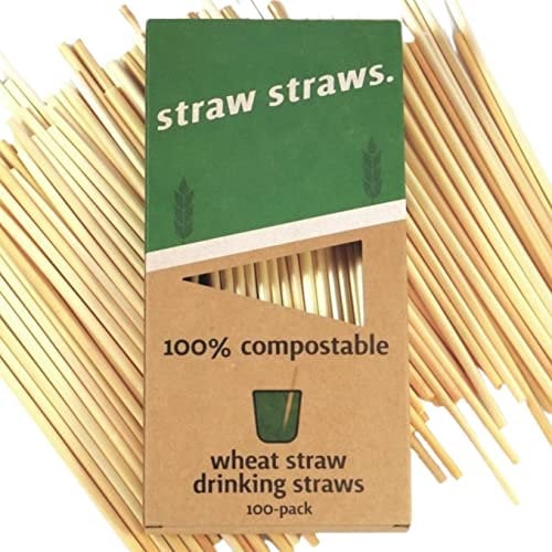 straw straws | Wheat Drinking Straws 100-Pack | 20cm Eco Friendly, Non-Disintegrating, 100% Biodegradable, BPAS-Free, Natural Wheat Straw …