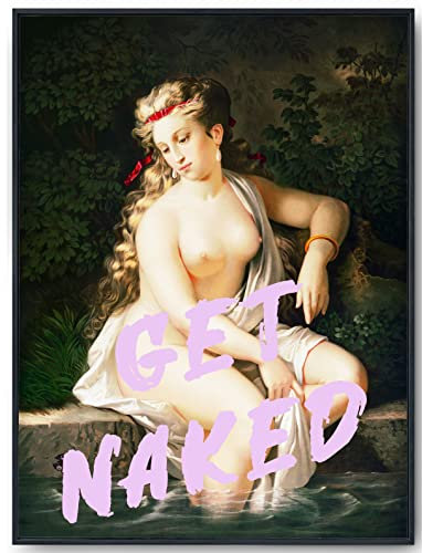 JOPRICO Sprüche Poster lustig, 30x40 cm, Wanddeko Wohnzimmer Graffiti, Esszimmer, Küche, Vintage Gemälde mit Spruch ohne Rahmen, Wanbilder Wohnzimmer, Get Naked