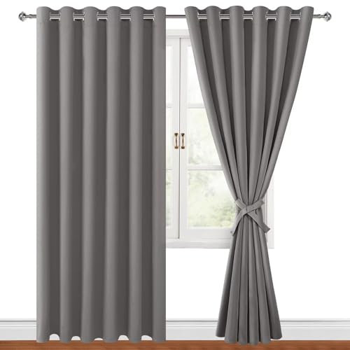 Hiasan Verdunklungsvorhänge Gardinen mit Ösen,Grau Blickdicht Vorhänge,2 Stück,228 x 228 cm (Breite x Höhe),weiche Schiebevorhänge für Schlafzimmer,Wohnzimmer usw.