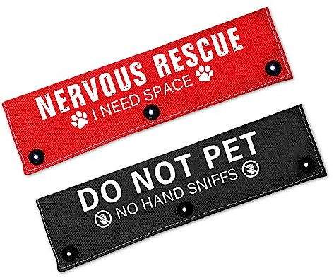 Cgvovgr Nervous Rescue/Do Not Pet Friendly Dog Leash Sleeve 2 Set for Dog Leash Wrap for Rescue Dogs and Anxious Dogs - Includes Red and Black 2 Sleeves - Pet Birthday Gift